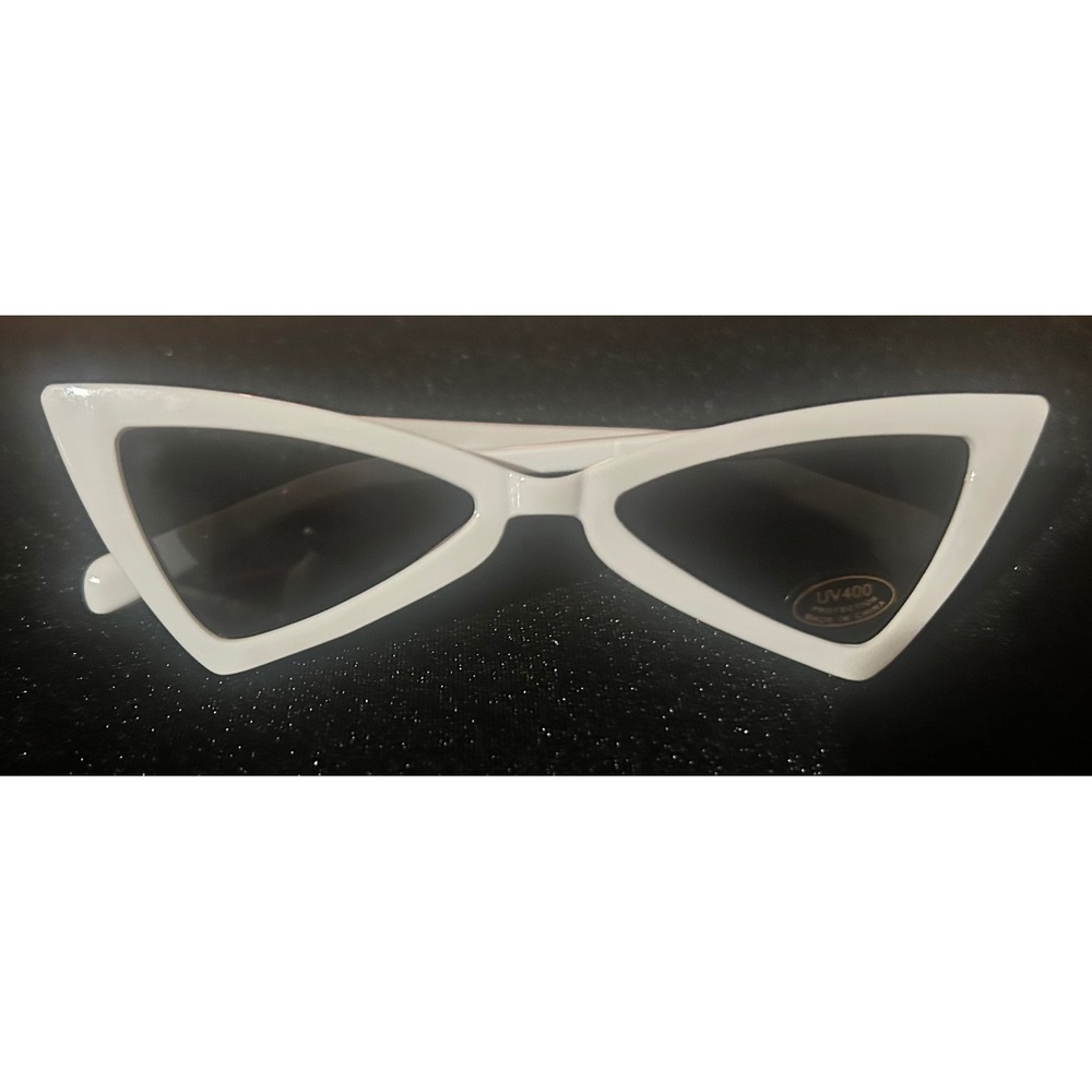 White Narrow Cat Eye UV400 Sunglasses Retro Y2K Mod-Nee
